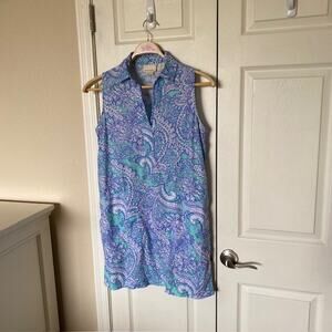 Cynthia Rowley Linen Dress‎ Sleeveless Blue, Green, White Paisley Women 6